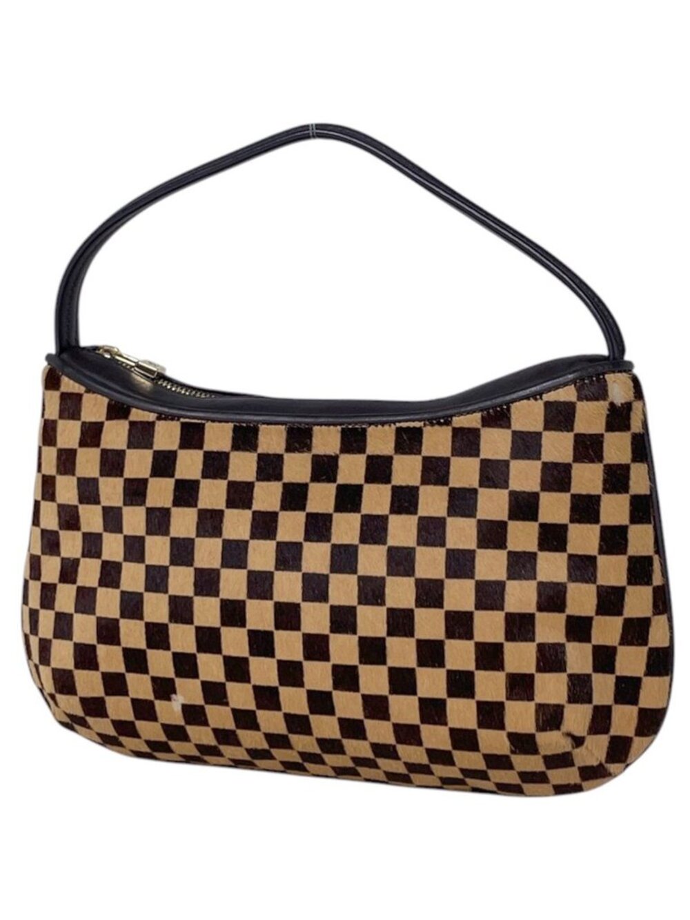 Louis Vuitton Tiger Handbag Calf Hair Damier Sauvage Brown